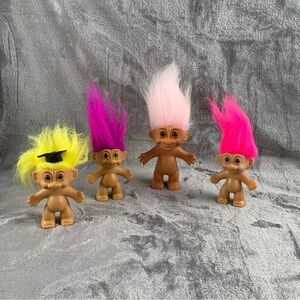 Lot Of 4 Vintage Russ‎ Troll Dolls 80s/90s Collectible Figurines Pink Hair Retro